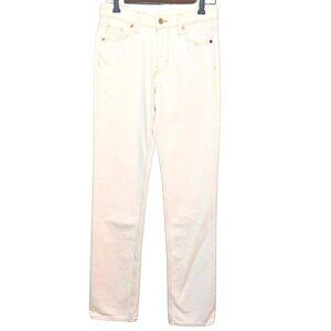 H&M WOMEN'S CREAM DENIM JEANS STRAIGHT REGULAR FIT MID WAIST - SIZE 2